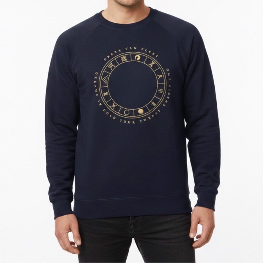 Official Greta Van Fleet Dreams in Gold 2022 Tour Crewneck - Medium